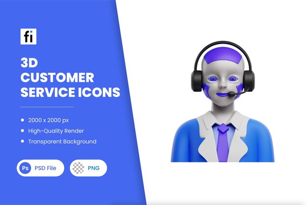 PSD 3d illustration ai customer service