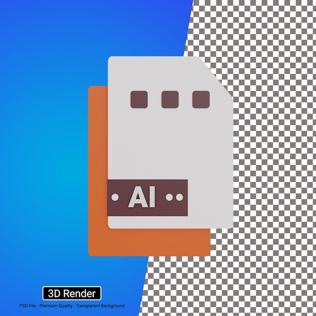 3d illustration of ai file format icon