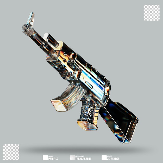 PSD 3d иллюстрация ak47 стеклянная дисперсия 2