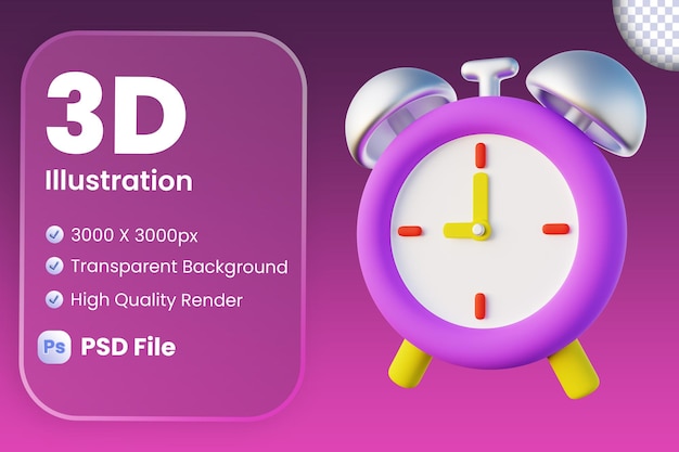 PSD 3d illustration of alarm clock