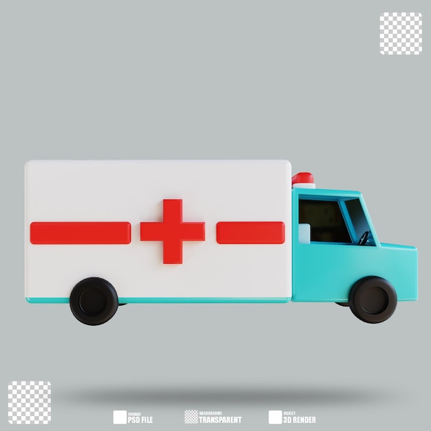 PSD 3d イラスト 救急車