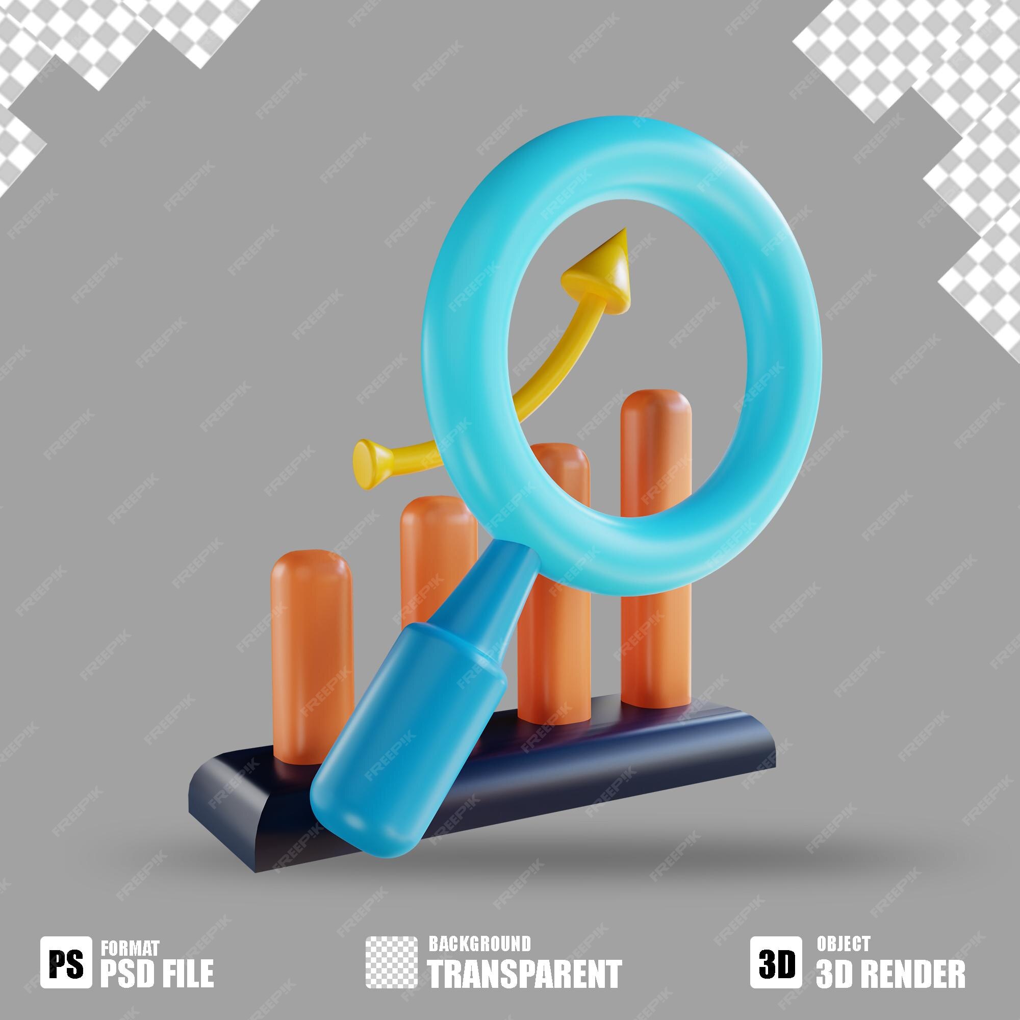 Premium PSD | 3d illustration analysis chart 3 suitable for marketing