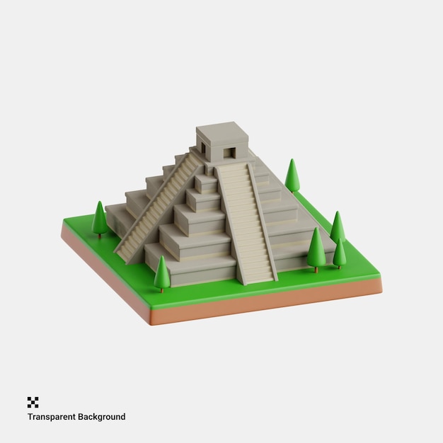 PSD 3d illustration of ancient chichen itza pyramid in mexico