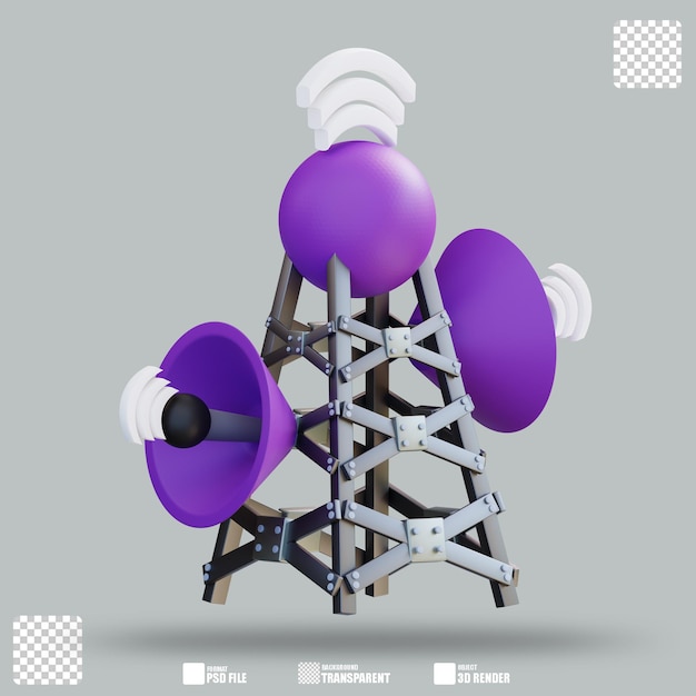 PSD 3d illustration antenna 3