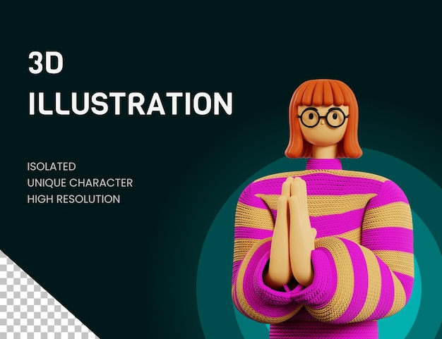 3d illustration apologetic pose