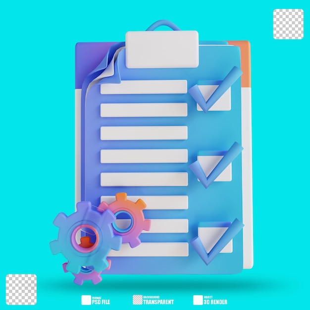 PSD 3d illustration approval documents setting 3