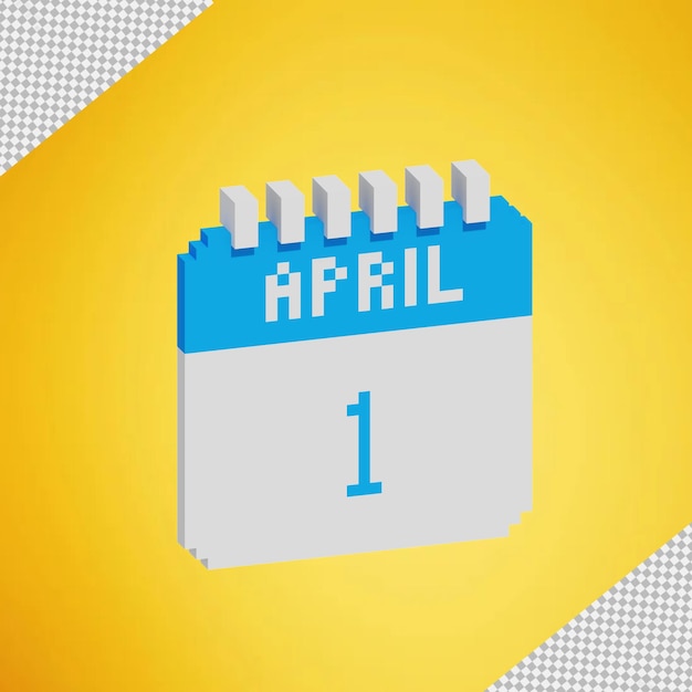 PSD 3d illustration of april fool's day calendar icon