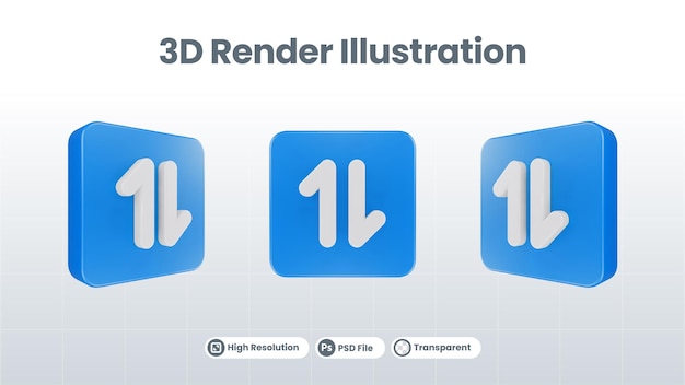 3d illustration arrow icon of back