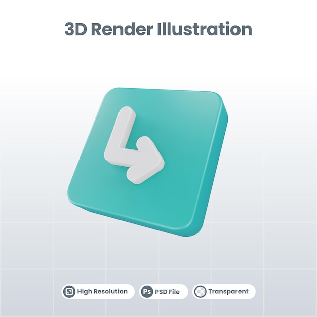 3d illustration arrow icon of down