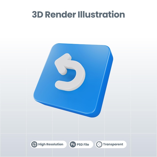 3d illustration arrow icon of previous