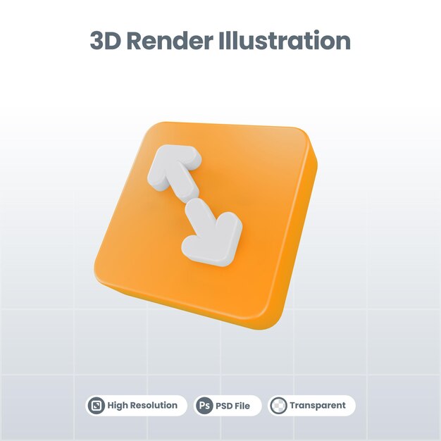 3d illustration arrow icon of turn right