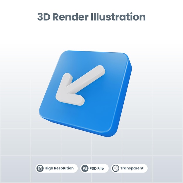 3d illustration arrow icon of upload