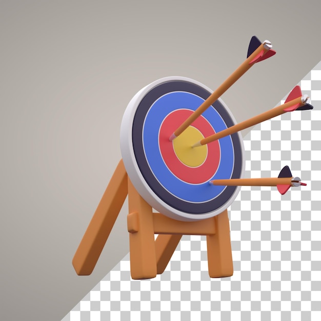 PSD 3d illustration of arrow and target