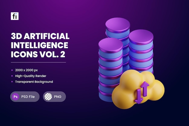 PSD 3d-иллюстрация искусственный интеллект большие данные
