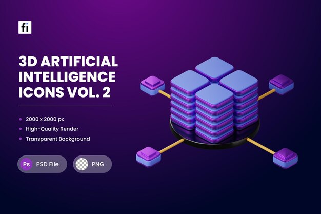 PSD 3d illustration artificial intelligence blockchain technology