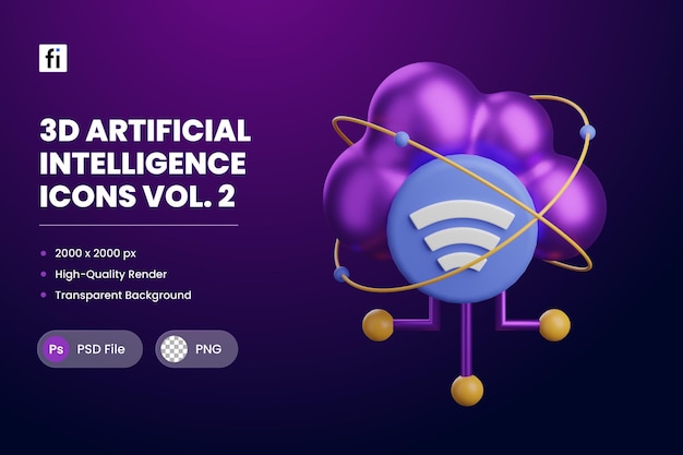 3D Illustration Artificial Intelligence Internet of Things