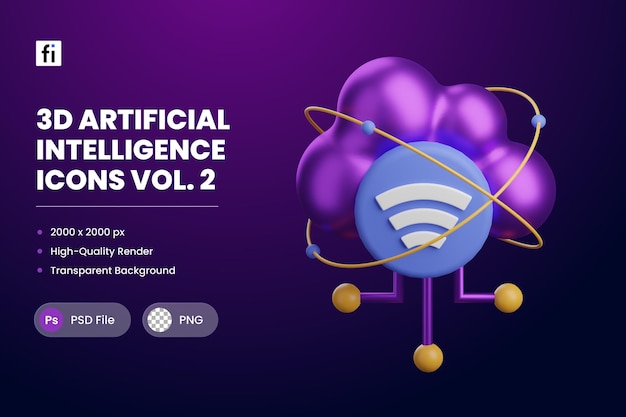 PSD 3d-иллюстрация искусственный интеллект интернет вещей