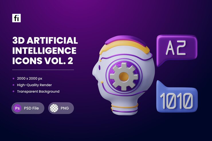 PSD 3d illustration artificial intelligence natural language understanding