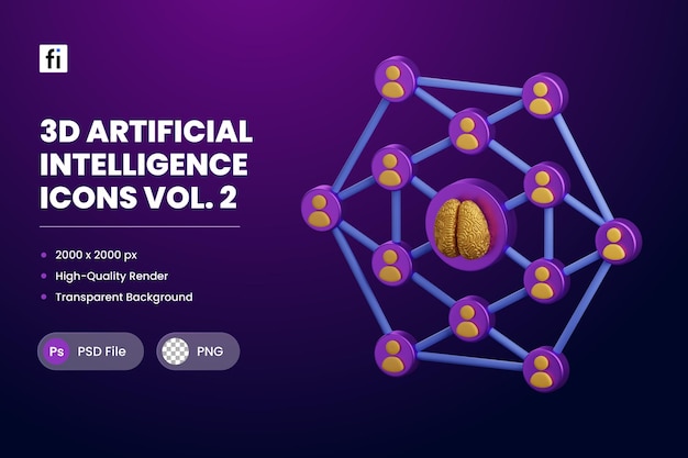 PSD 3d illustration artificial intelligence swarm intelligence