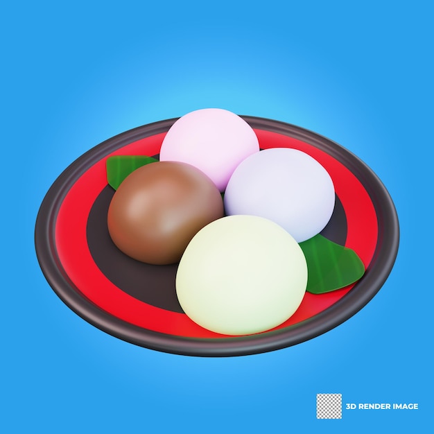 PSD 3d illustration of asian food mochijapanese food