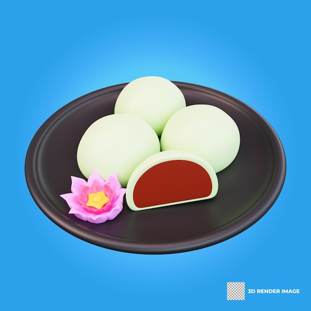 PSD 3d illustration of asian food mochijapanese food