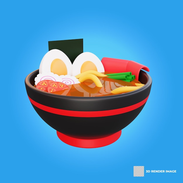 アジア料理ラーメン日本食の 3 d イラストレーション