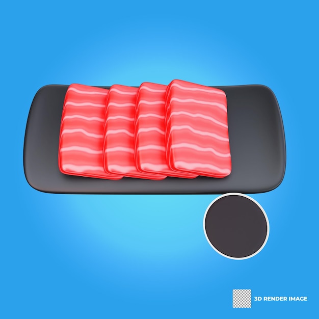 3d illustrazione di cibo asiatico sashimi cibo giapponese