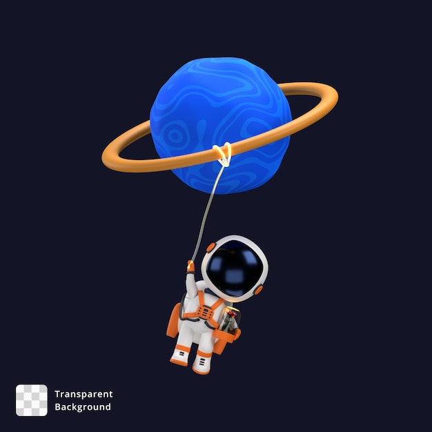 3D иллюстрация астронавта, висящего на голубой планете