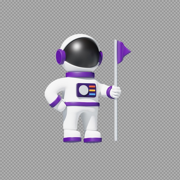 PSD 3d illustration of an astronaut on moon in transparent background