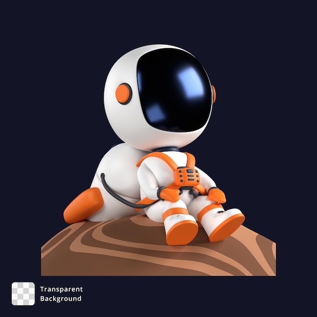 3D illustration of an astronaut sitting on a planet
