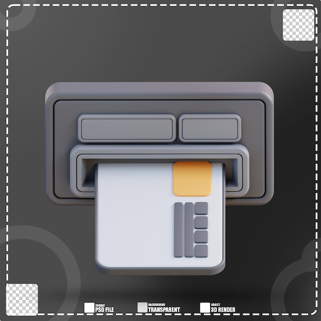 PSD 3d illustration of atm card and cash withdrawal machine 2