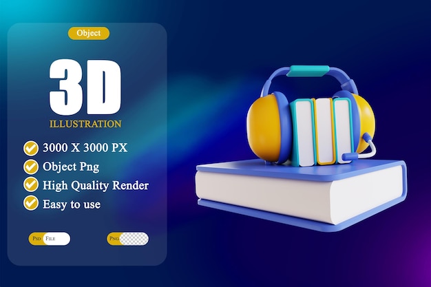 PSD audiolibro con illustrazione 3d