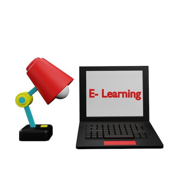 3D-illustration av e-learning-ikon med transparent bakgrund