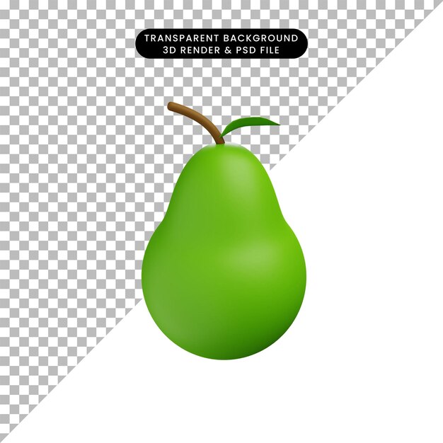 Illustrazione 3d del frutto dell'avocado