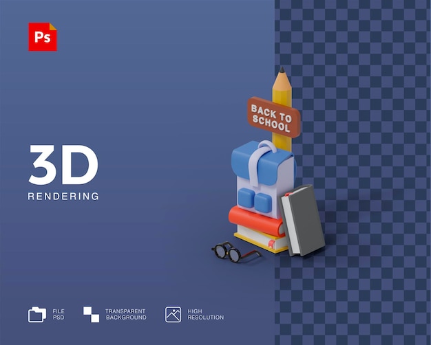 Illustrazione 3d torna a scuola