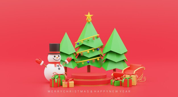 3d illustration background merry christmas stand