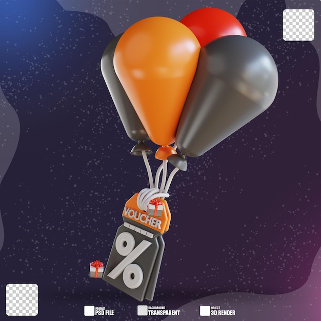Воздушные шары 3d-иллюстрации и купоны на скидку 3