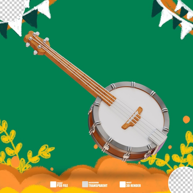 3d illustration banjo 2