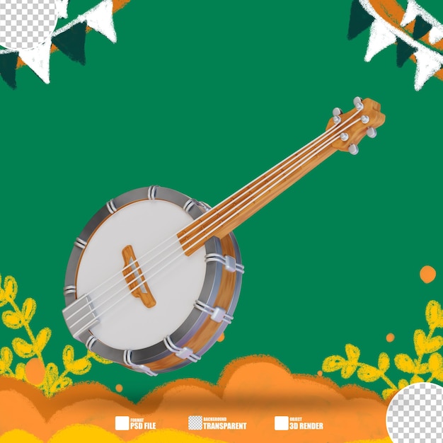 PSD illustrazione 3d banjo 3