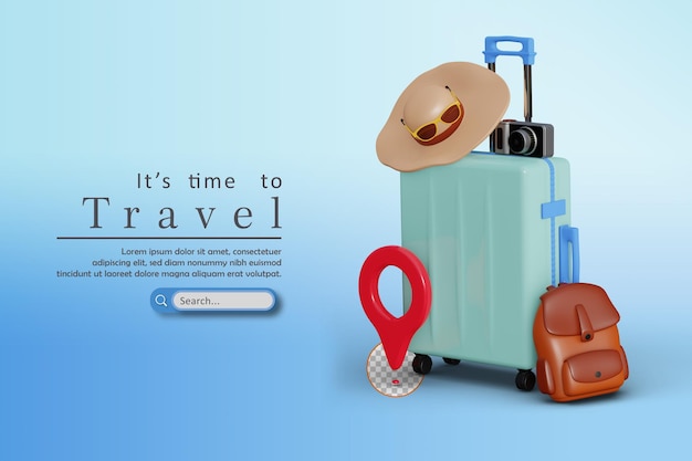 3d illustration banner for booking airline tickets onlinerendering premium psd