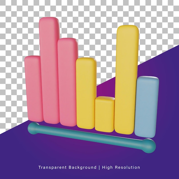 PSD 3d illustration of bar chart