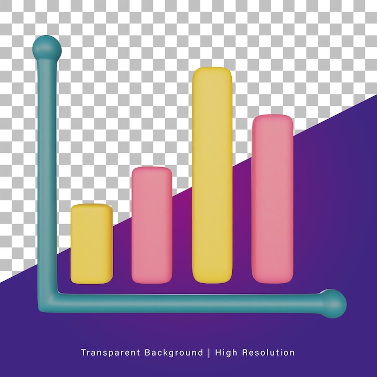 PSD 3d illustration of bar chart