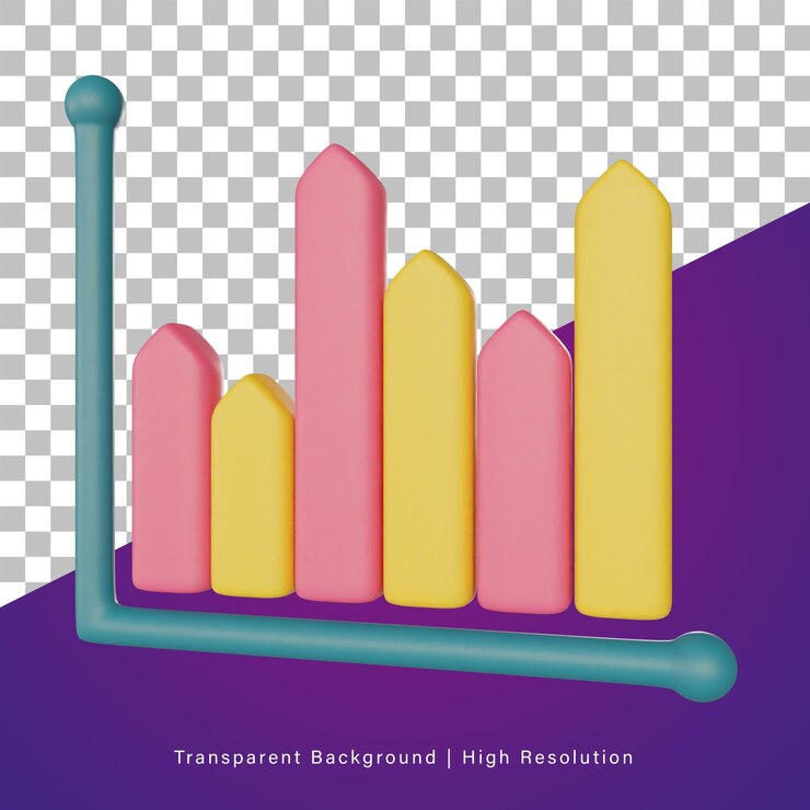 PSD 3d illustration of bar chart