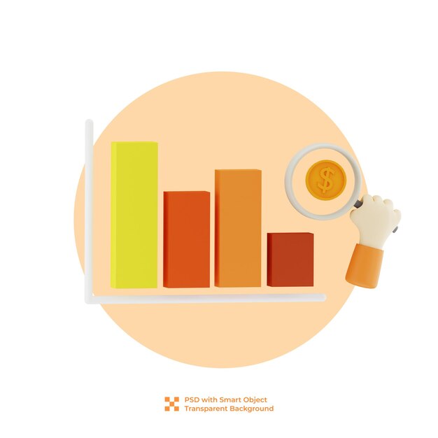 PSD 3d illustration bar chart