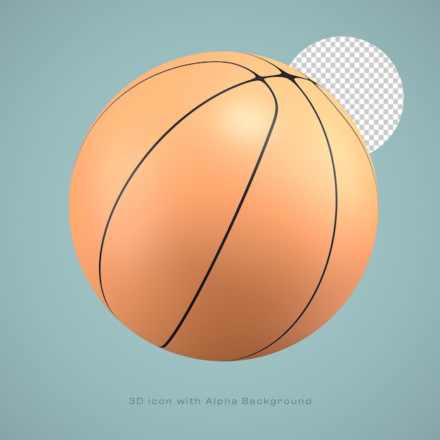 PSD illustrazione 3d di palla da basket con rendering di alta qualità