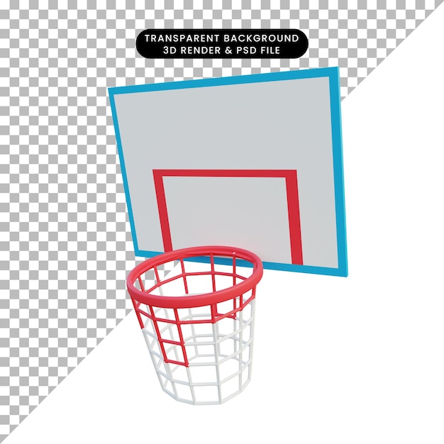 PSD anello da basket con illustrazione 3d