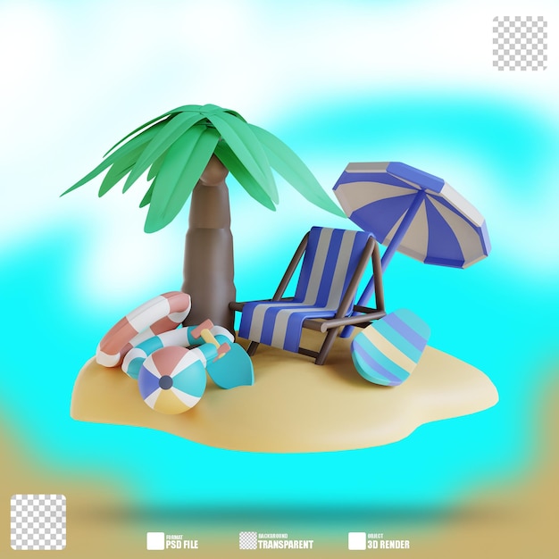 Illustrazione 3d spiaggia 2