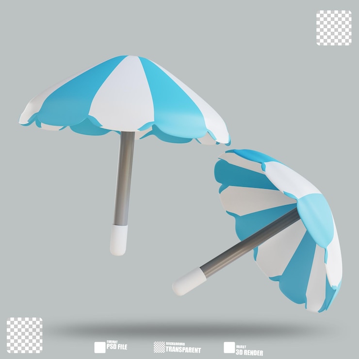 PSD 3d иллюстрация пляжный зонт 3