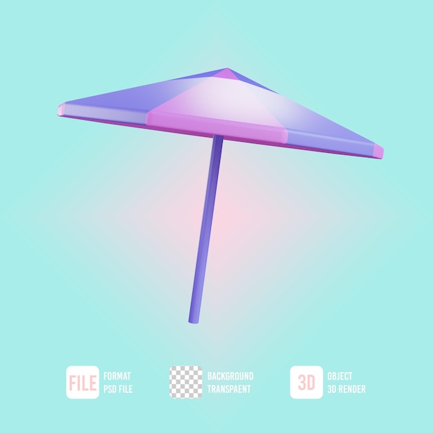 PSD 3d illustration beach umbrella icon