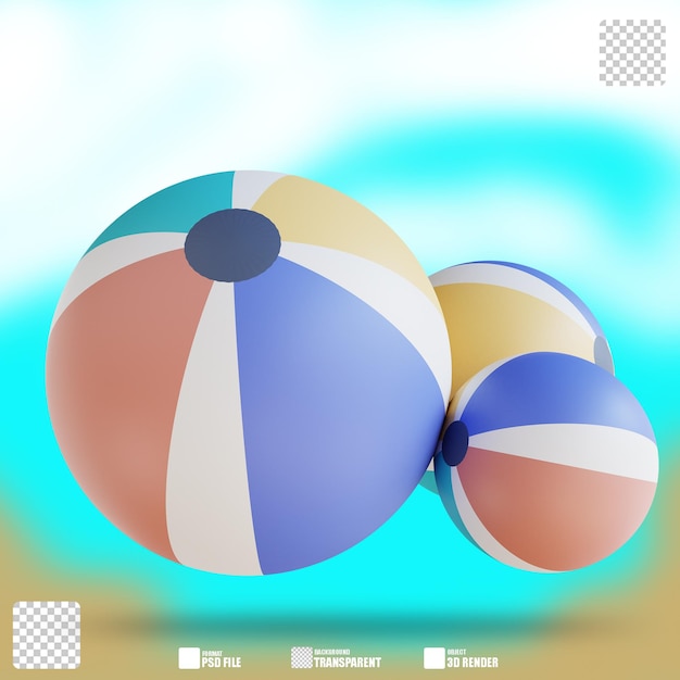 PSD illustrazione 3d beach volley 3